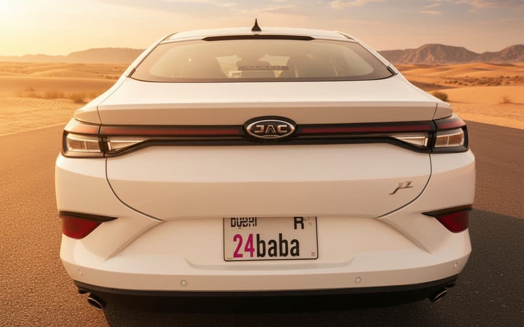 Jac J7 2023 White rear view showing taillights – rental in Dubai