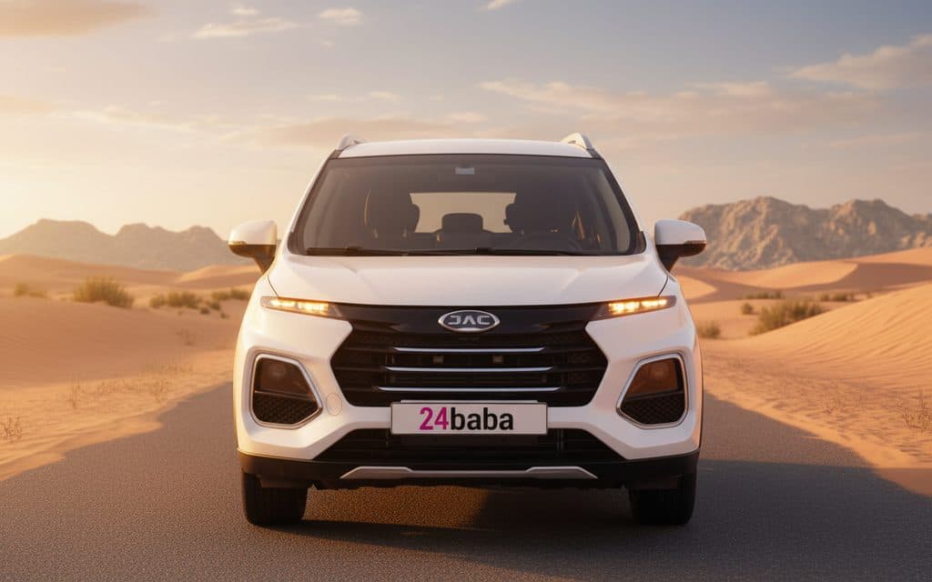 Jac S3 2025 White front view with headlights – rental in Dubai