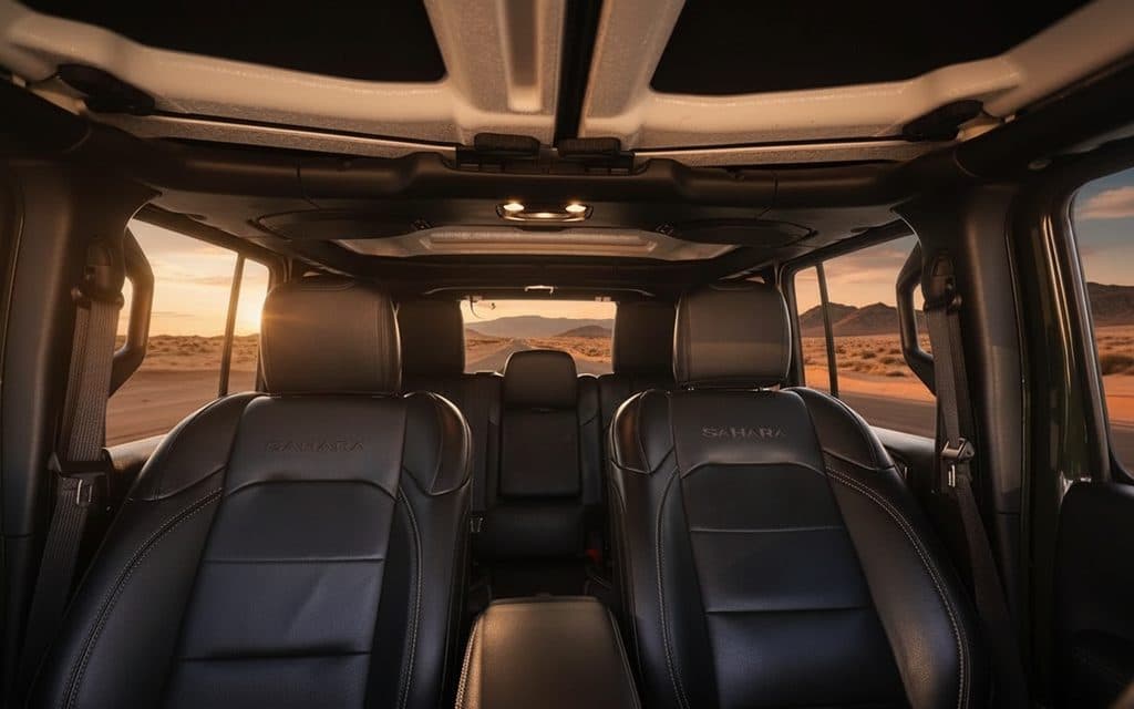 Jeep Wrangler 2021 interior view showing trim – rental in Dubai