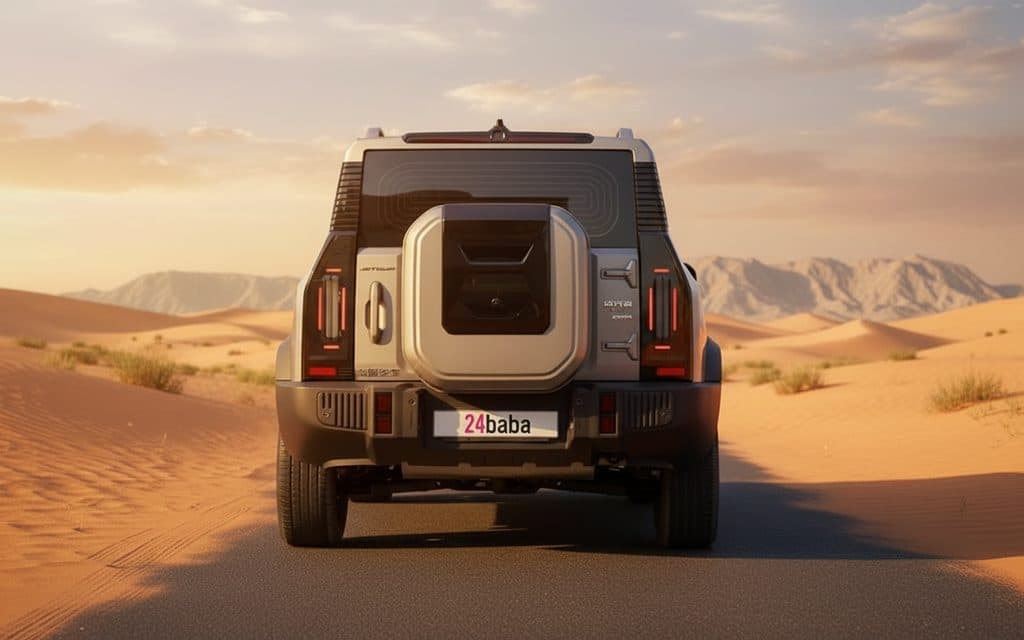Jetour T2 2024 Silver rear view showing taillights – rental in Dubai