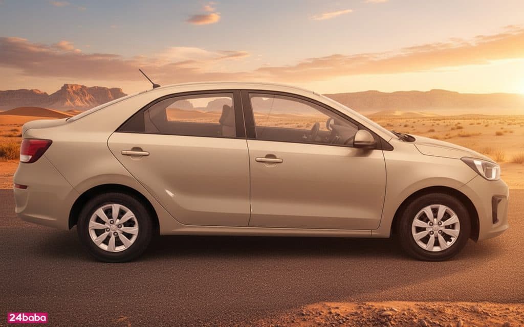 Kia Pegas 2021 Gold side profile – rental in Dubai