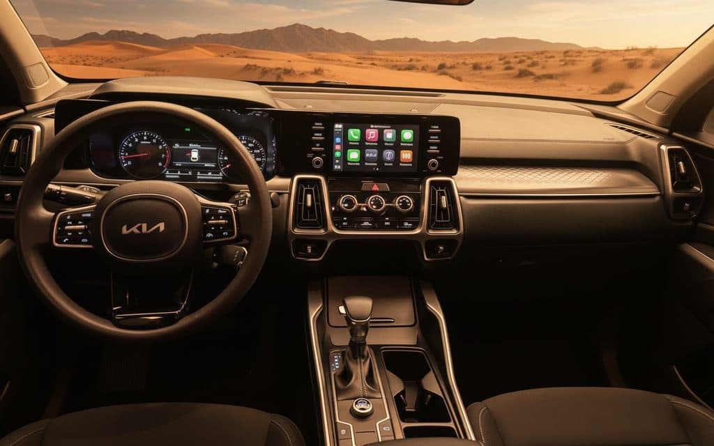 Kia Sorento 2022 interior view showing trim – rental in Dubai