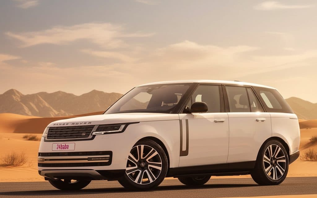 LandRover RangeRoverVogue 2023 White side profile – rental in Dubai