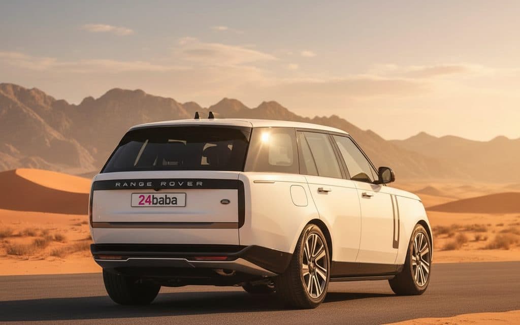 LandRover RangeRoverVogue 2023 White rear view showing taillights – rental in Dubai
