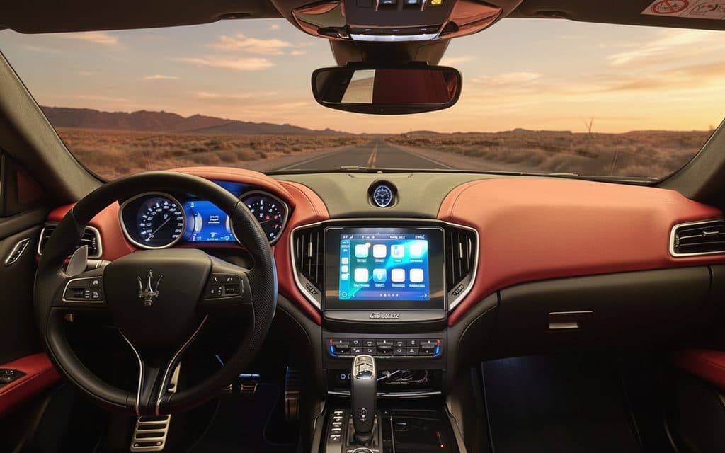 Maserati Ghibli 2022 interior view showing trim – rental in Dubai