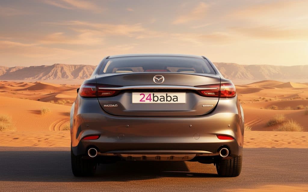 Mazda 6 2024 White rear view showing taillights – rental in Dubai