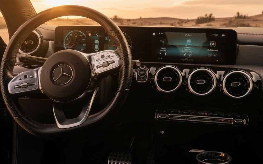Mercedes Cla200 2022 interior view showing trim – rental in Dubai