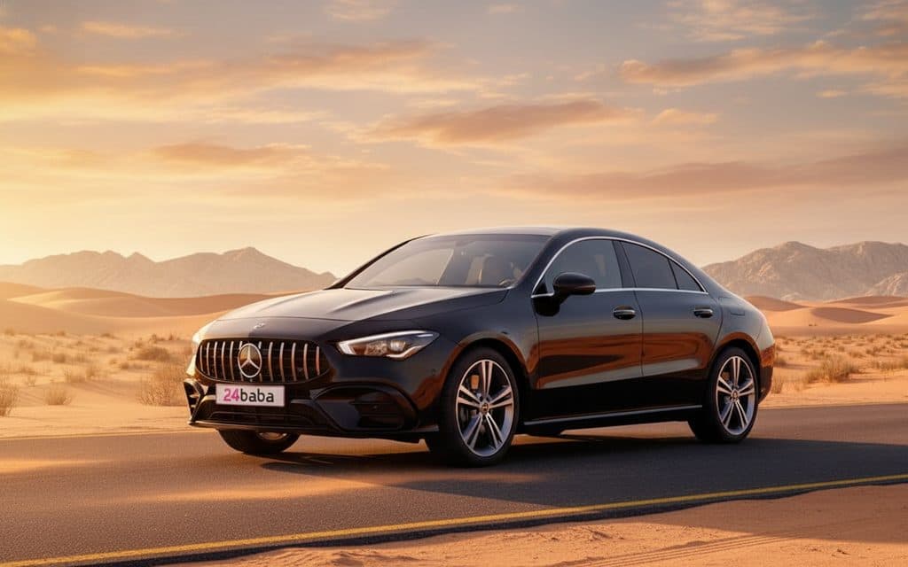 Mercedes Cla250 2020 Black side profile – rental in Dubai