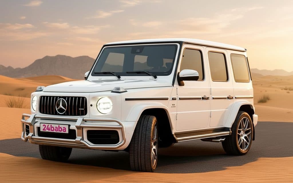 Mercedes G63 2023 White cover image – rental in Dubai
