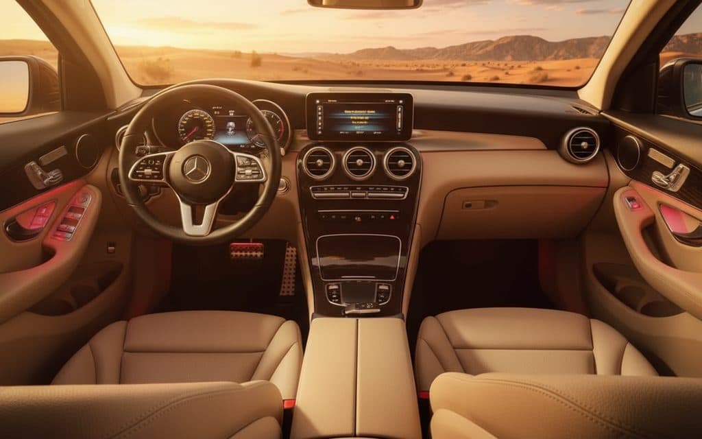 Mercedes Glc300 2022 interior view showing trim – rental in Dubai