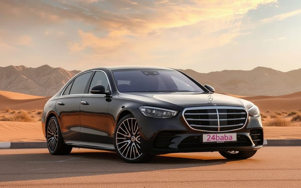 Mercedes S500 2021 Black cover image – rental in Dubai