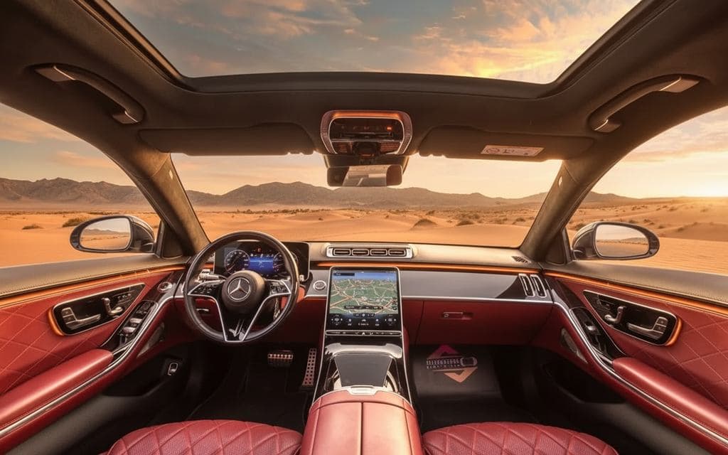 Mercedes S500 2021 interior view showing trim – rental in Dubai