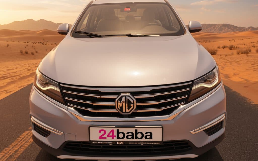 Mg Rx5 2022 Silver front view with headlights – rental in Dubai