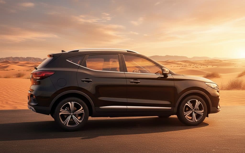 Mg Zs 2023 Black side profile – rental in Dubai