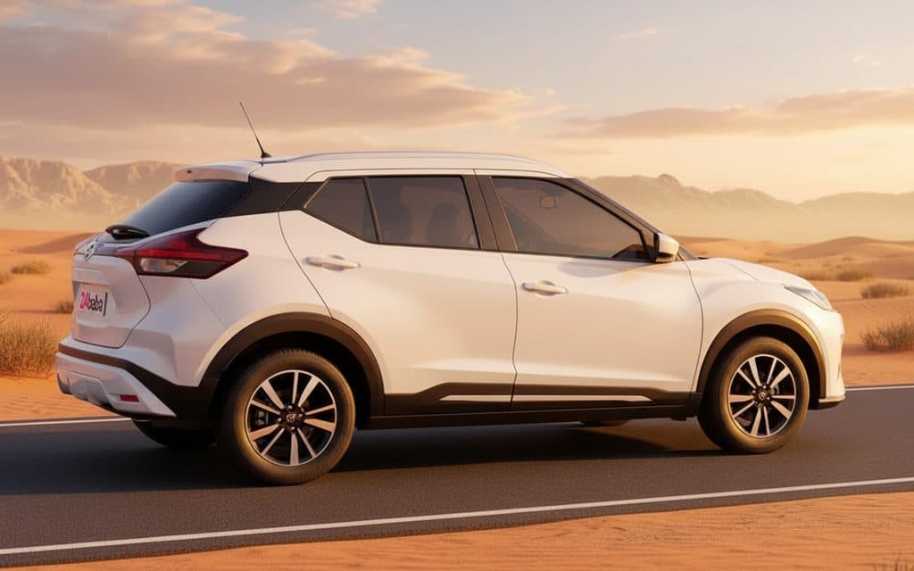 Nissan Kicks 2022 White side profile – rental in Dubai