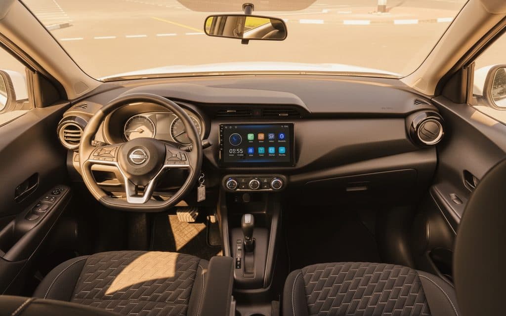 Nissan Kicks 2023 interior view showing trim – rental in Dubai