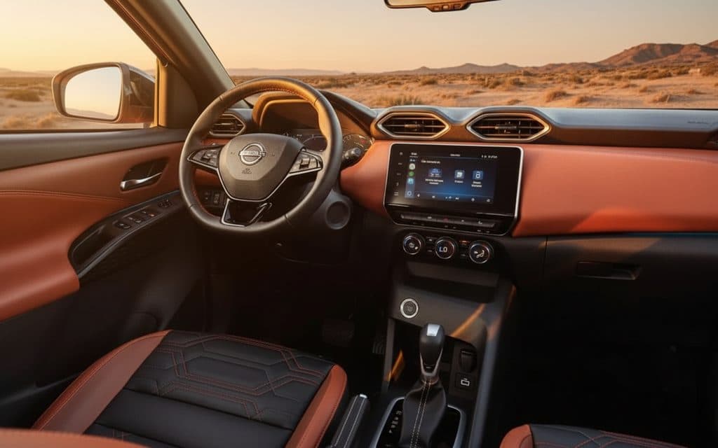 Nissan Magnite 2024 interior view showing trim – rental in Dubai
