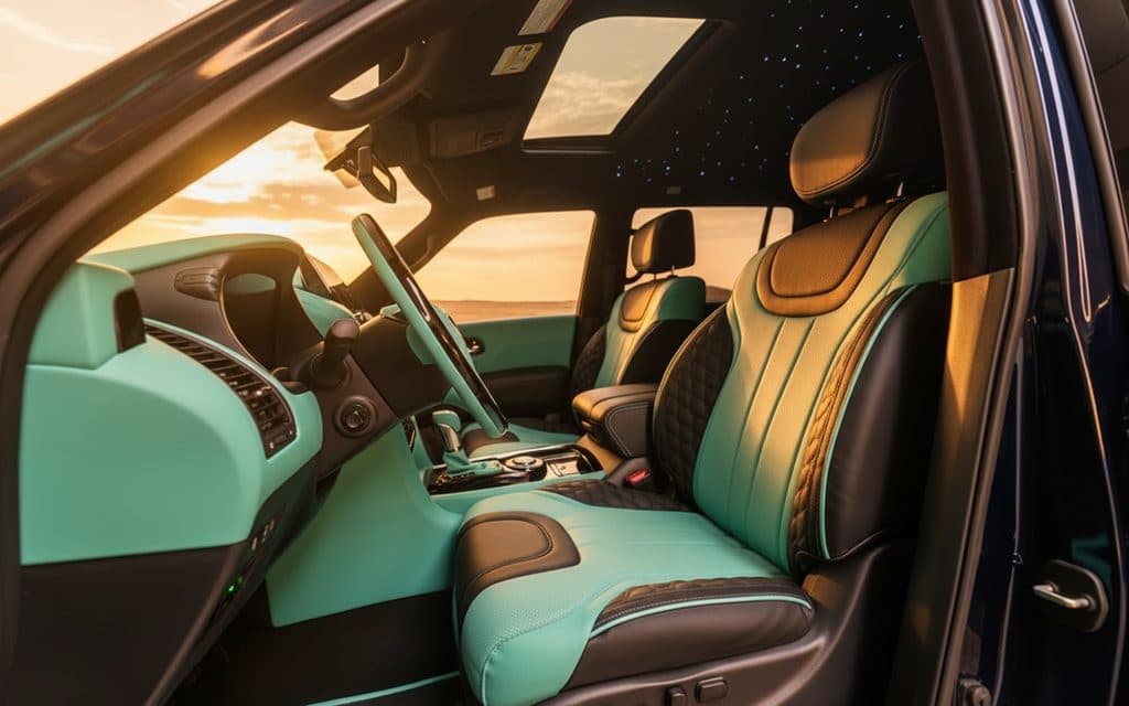 Nissan Patrol 2025 leather seats and cabin – rental in Dubai