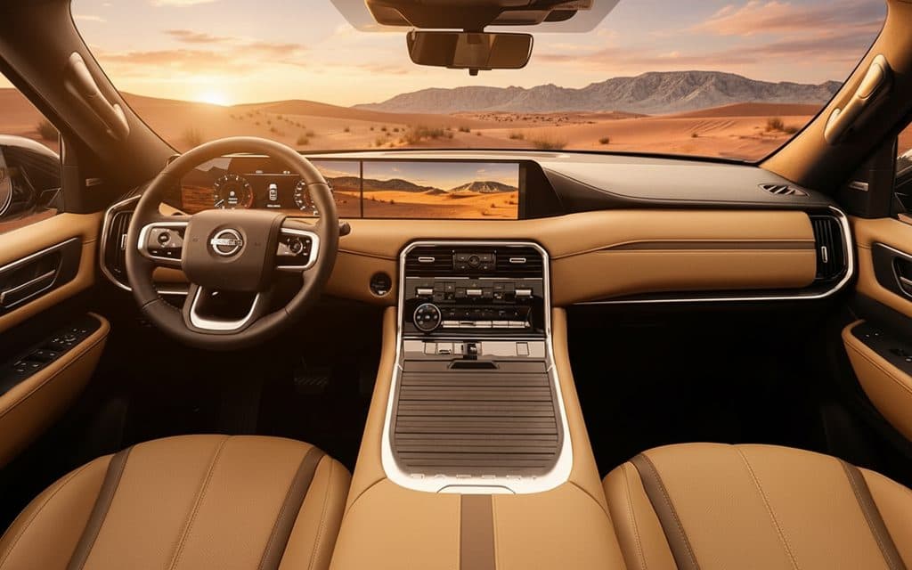 Nissan Patrol 2025 interior view showing trim – rental in Dubai