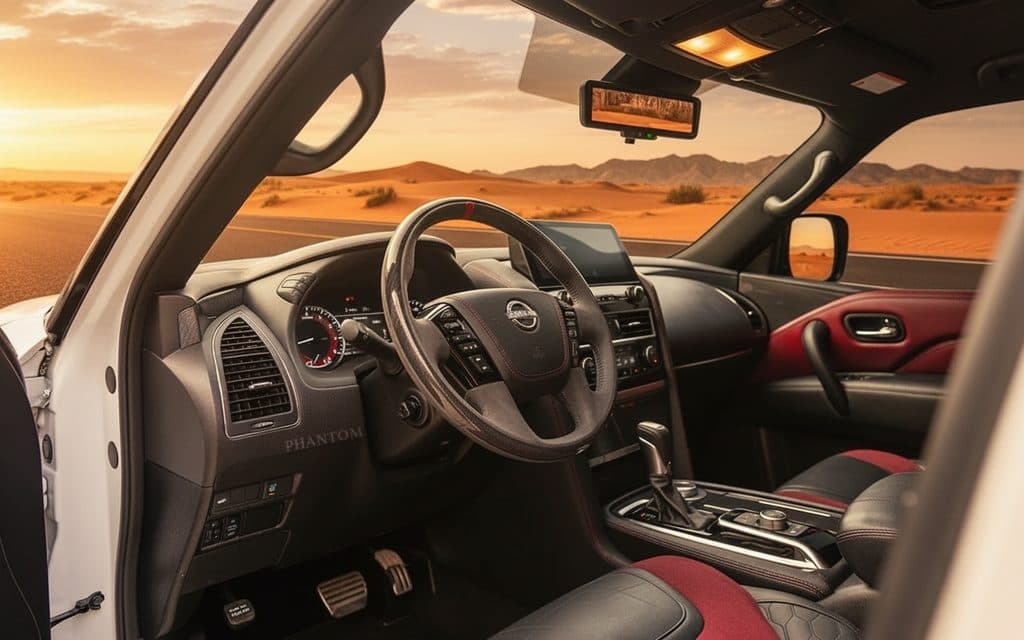 Nissan Patrol 2022 interior view showing trim – rental in Dubai