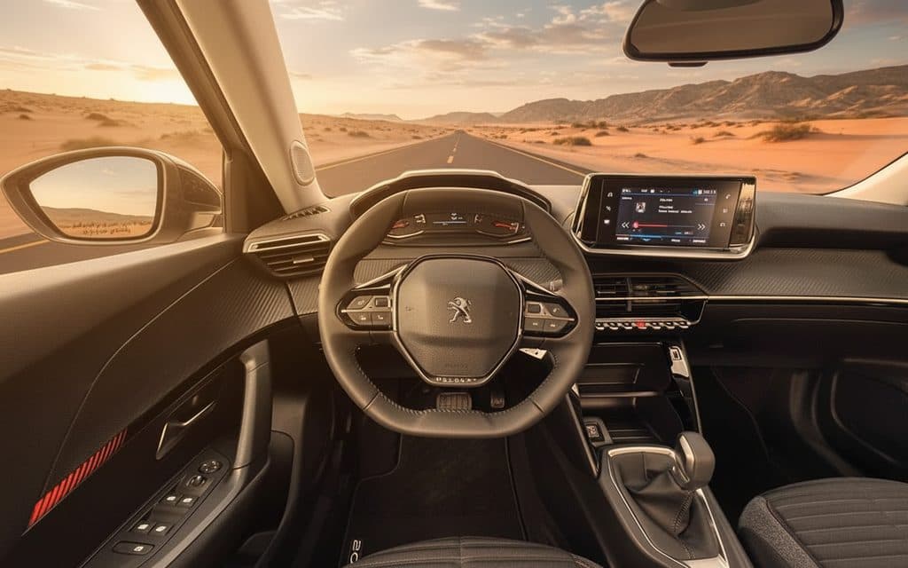 Peugeot 2008 2023 interior view showing trim – rental in Dubai