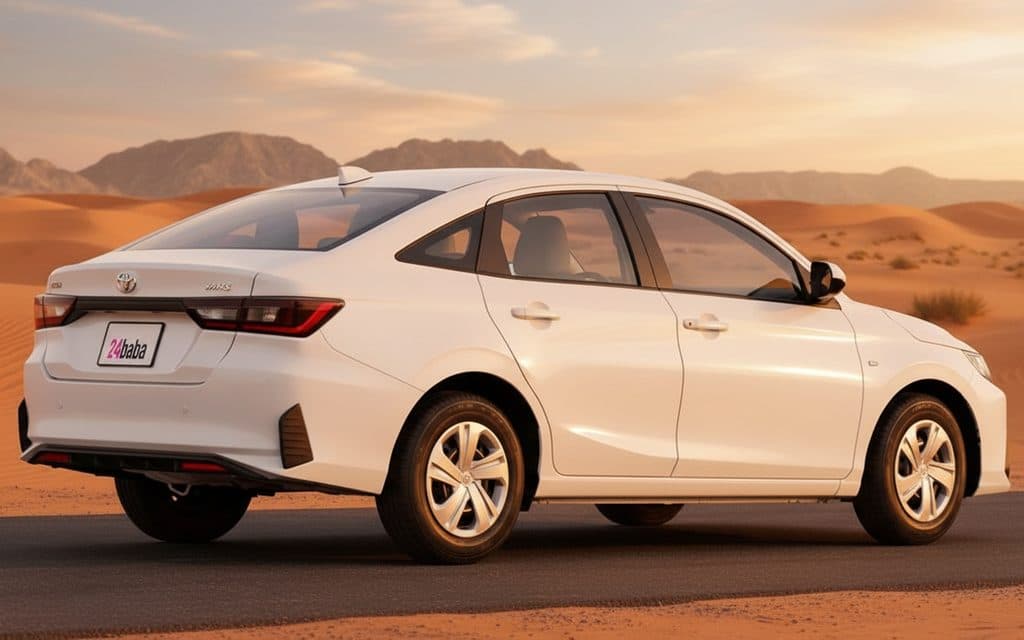 Toyota Yaris 2023 White rear view showing taillights