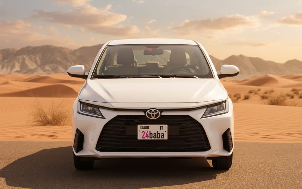 Toyota Yaris 2023 white front view with headlights