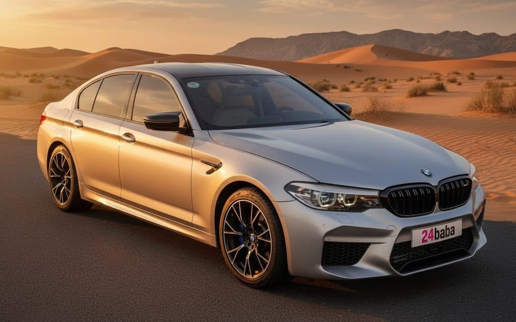 Bmw 530 2025 Blue front view with headlights – rental in Dubai
