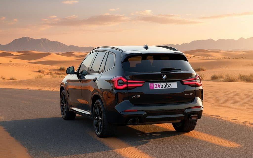 Bmw X3 2023 Black rear view showing taillights – rental in Dubai