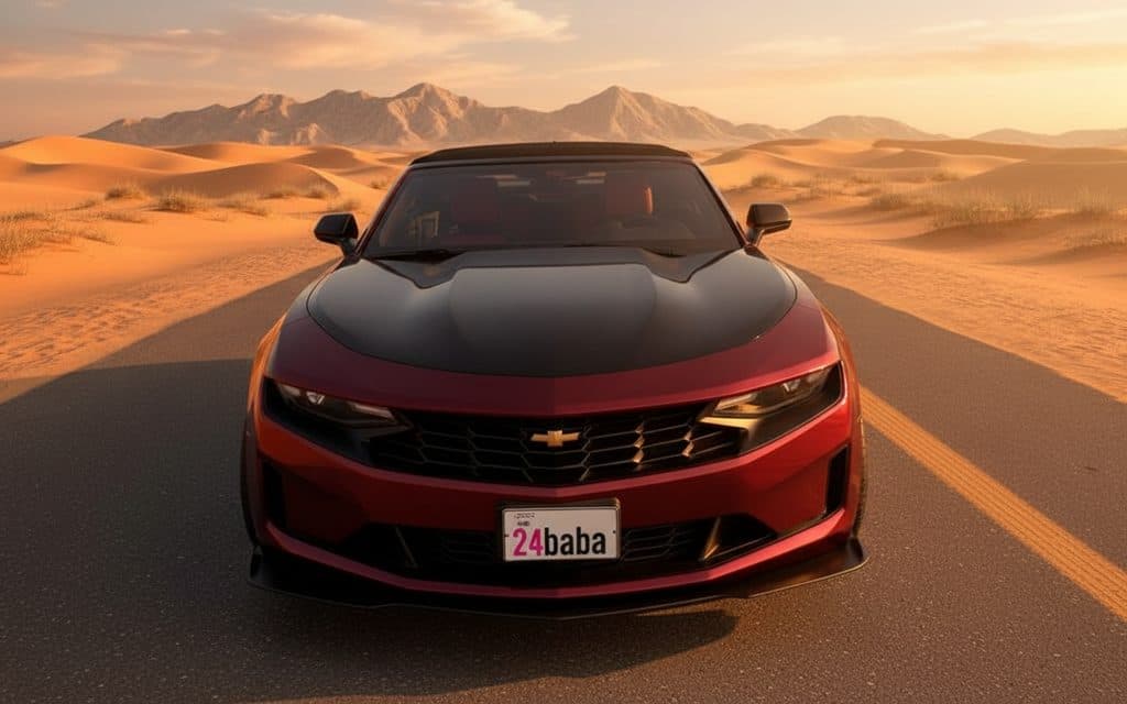 Chevrolet Camaro 2020 Red front view with headlights – rental in Dubai