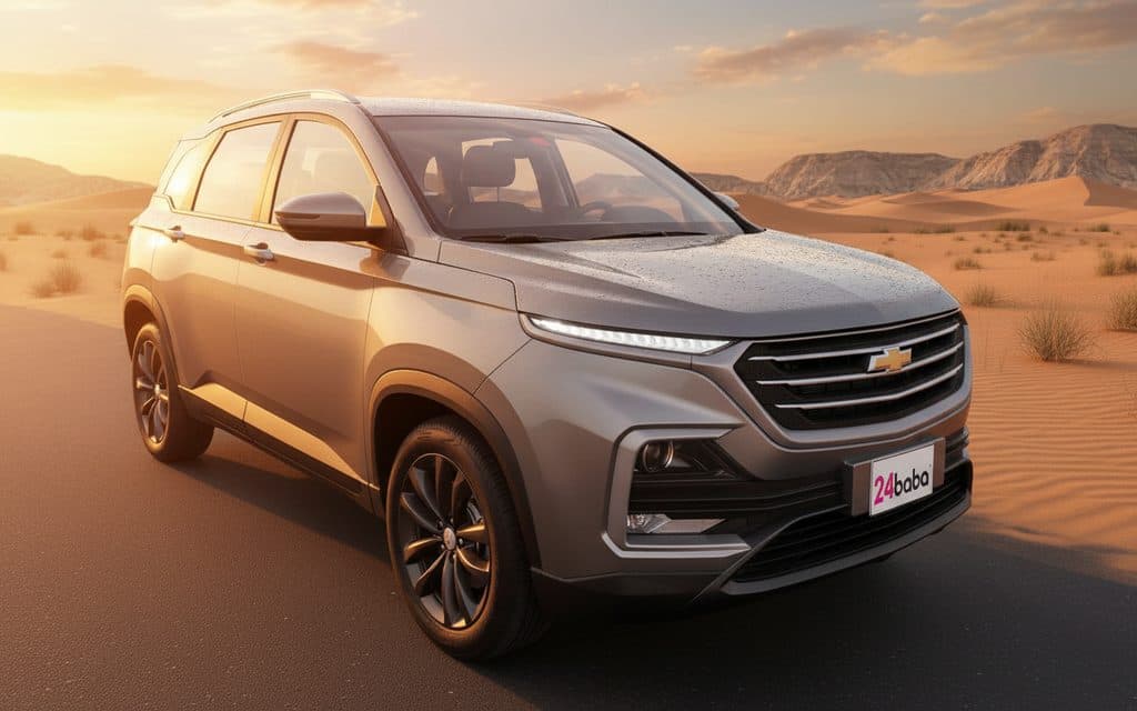 Chevrolet Captiva 2023 Grey front view with headlights – rental in Dubai