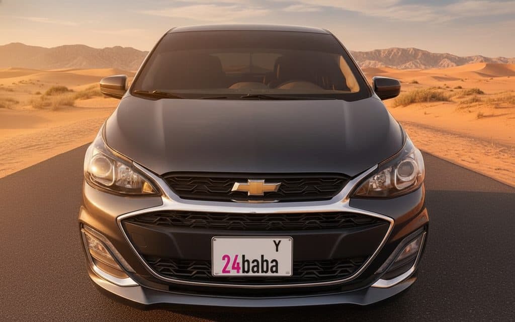 Chevrolet Spark 2021 Grey front view with headlights – rental in Dubai