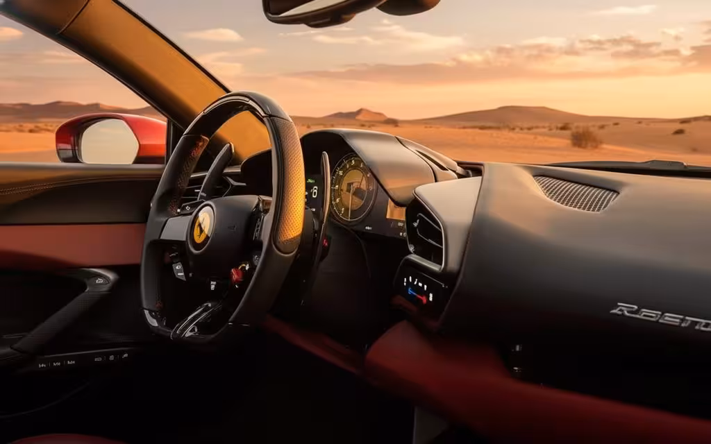 Ferrari 296 2023 interior view showing trim – rental in Dubai