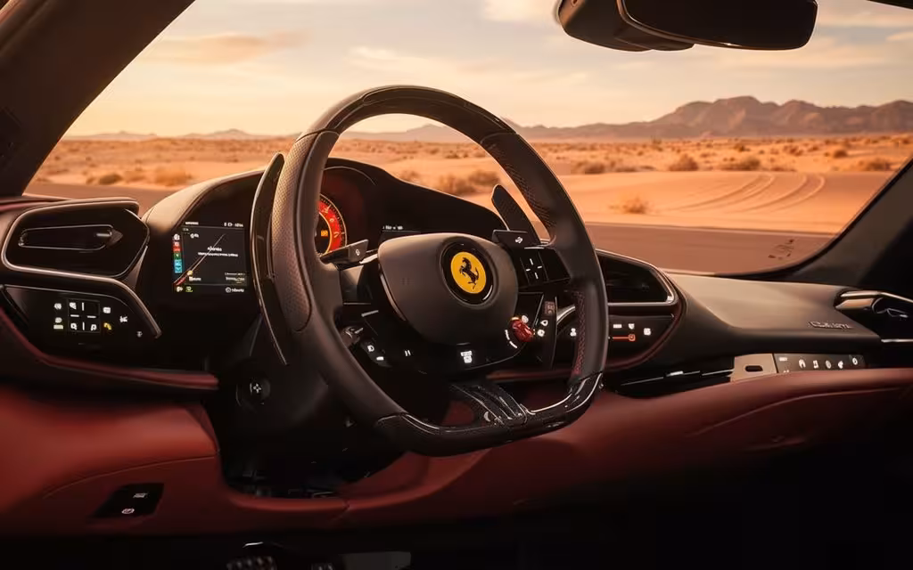 Ferrari 296 2023 dashboard and infotainment – rental in Dubai
