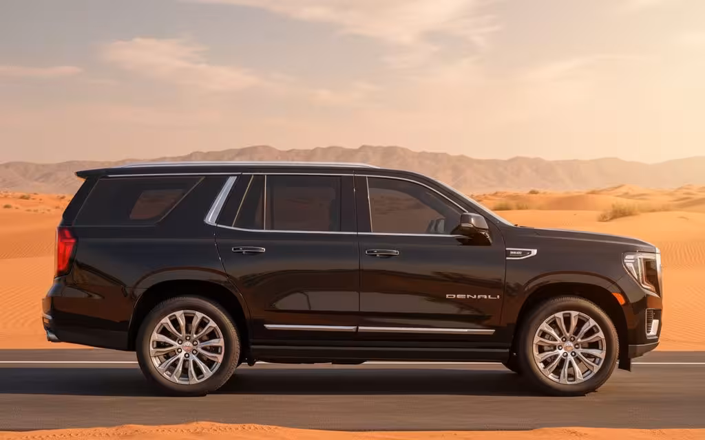 Gmc Yukon 2023 Black side profile – rental in Dubai