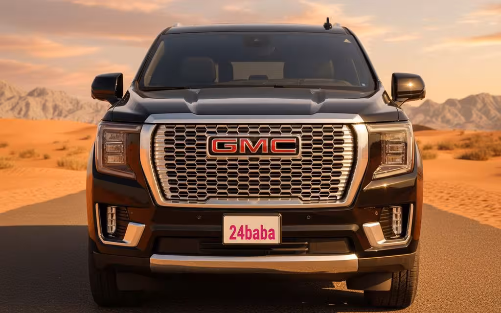 Gmc Yukon 2023 Black front view with headlights – rental in Dubai