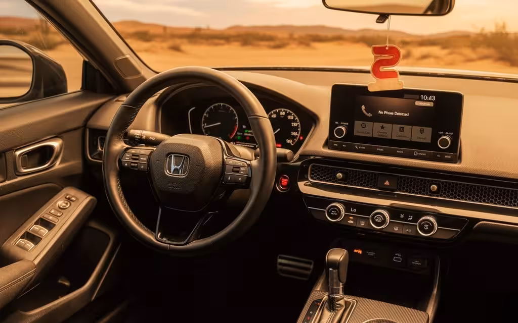 Honda Civic 2024 interior view showing trim – rental in Dubai