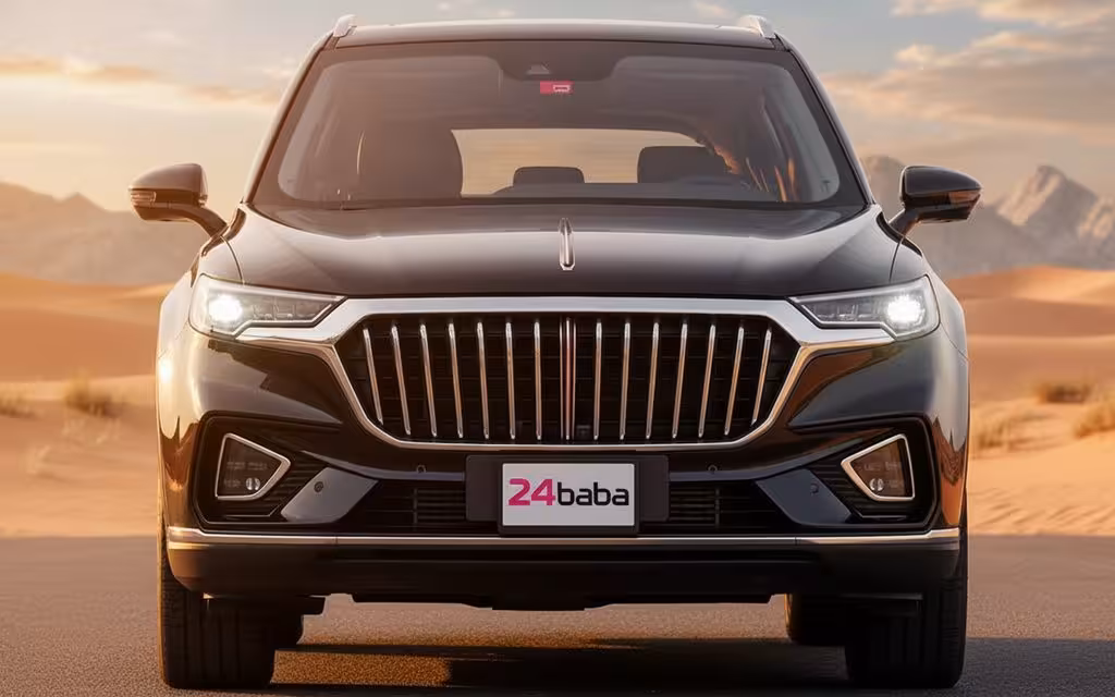 Hongqi Hs5 2023 Black front view with headlights – rental in Dubai