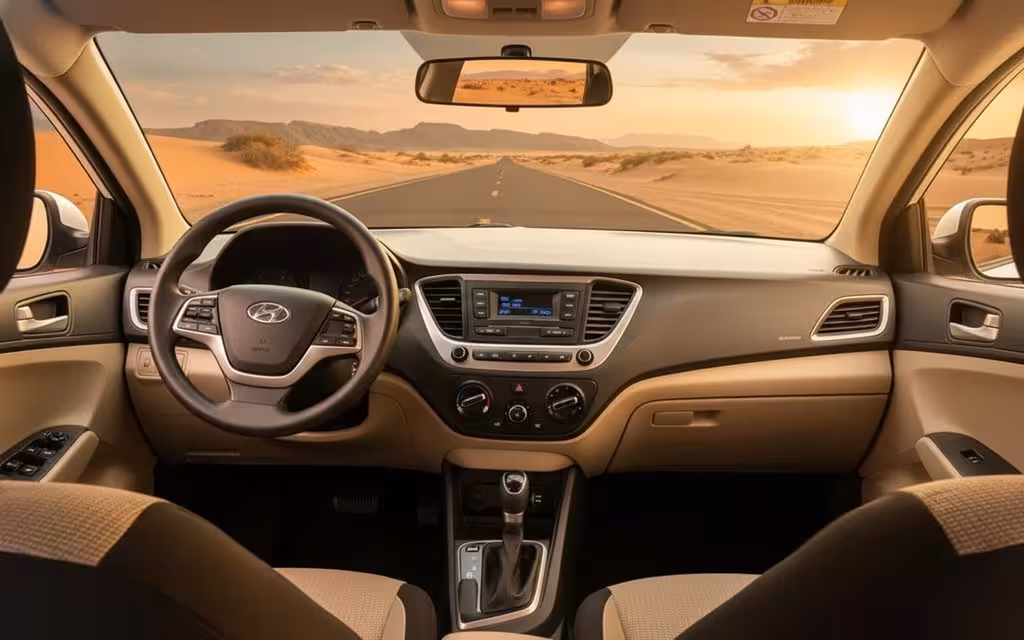 Hyundai Accent 2020 dashboard and infotainment – rental in Dubai