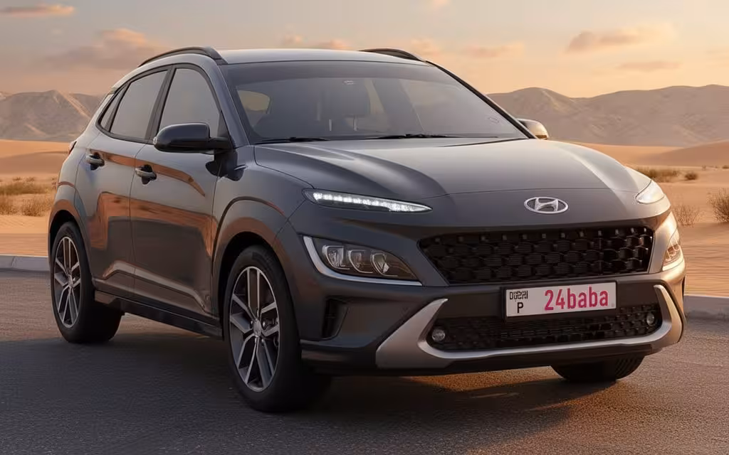 Hyundai Kona 2023 Black cover image – rental in Dubai