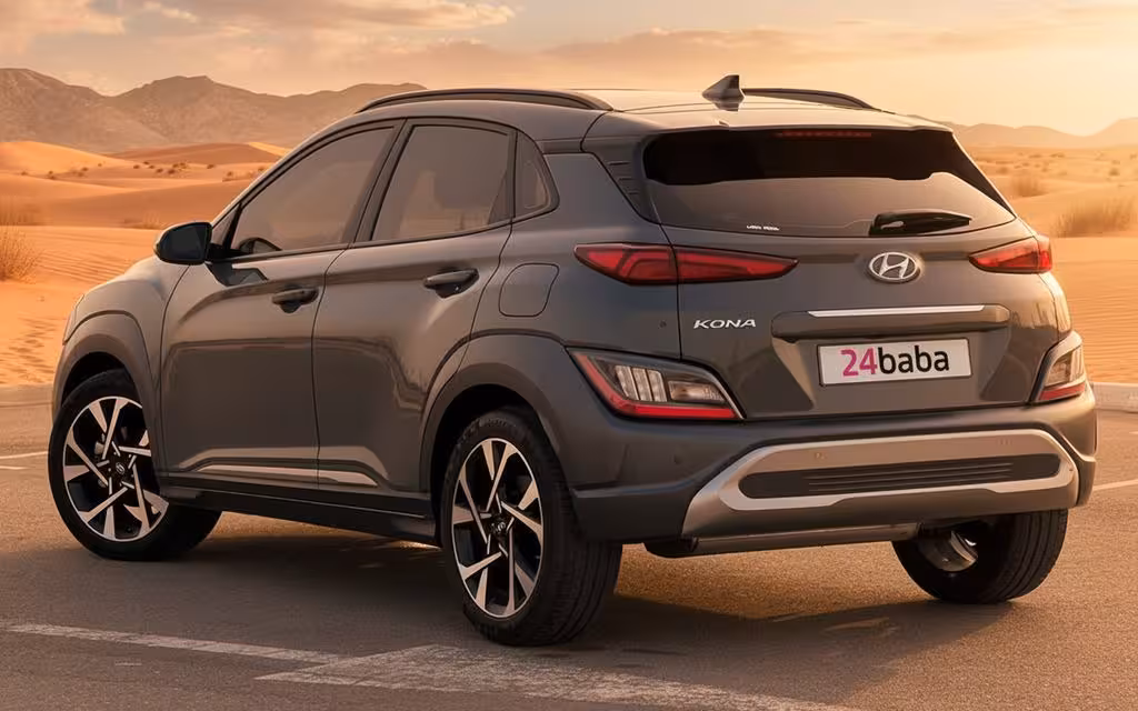 Hyundai Kona 2023 Black rear view showing taillights – rental in Dubai