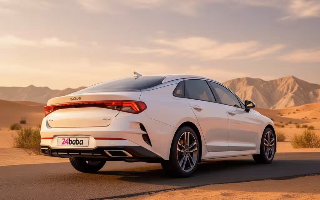 Kia K5 2022 White side profile – rental in Dubai