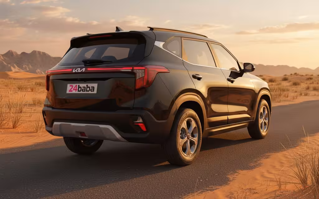 Kia Seltos 2025 Black rear view showing taillights – rental in Dubai