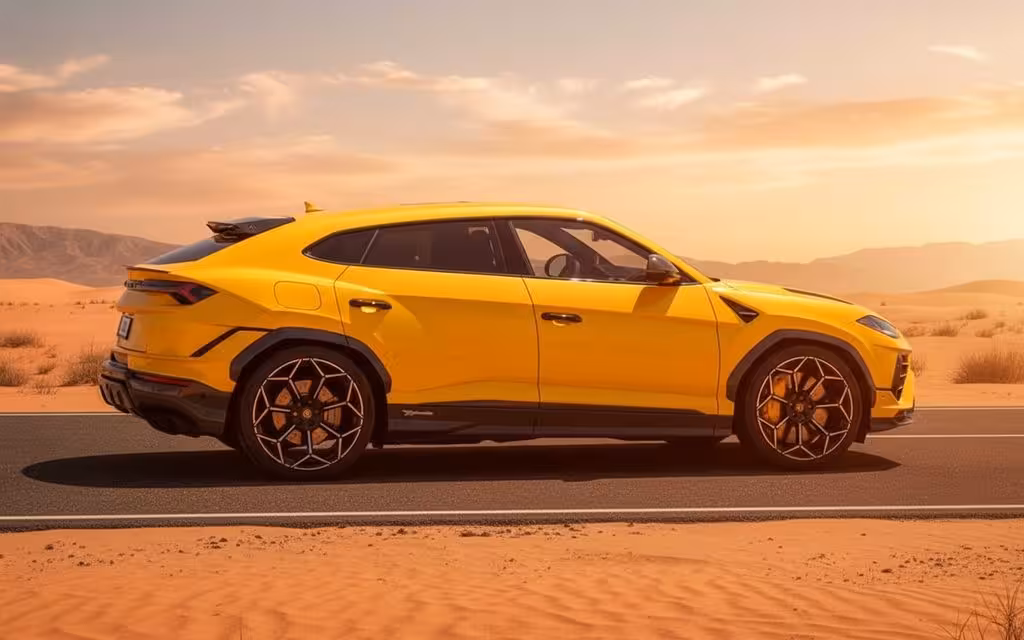 Lamborghini Urus 2024 Yellow side profile – rental in Dubai
