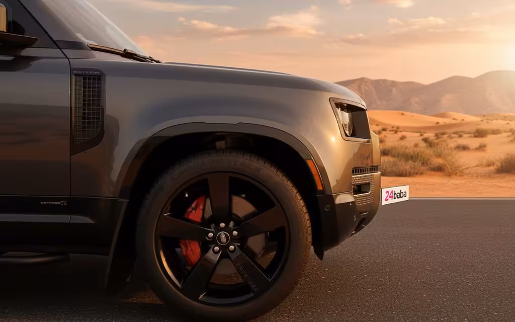 LandRover Defender 2024 alloy wheel close up – rental in Dubai