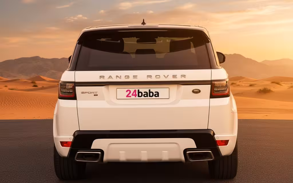LandRover RangeRoverSport 2022 White rear view showing taillights – rental in Dubai