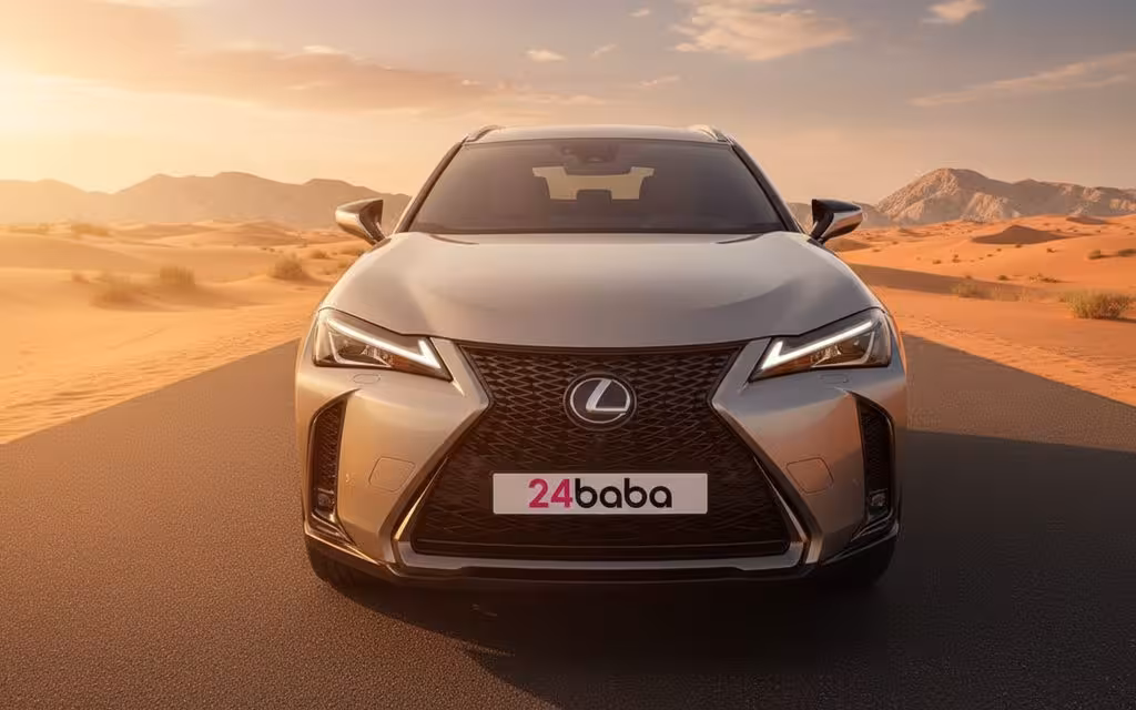 Lexus Ux 2021 front view with headlights – rental in Dubai
