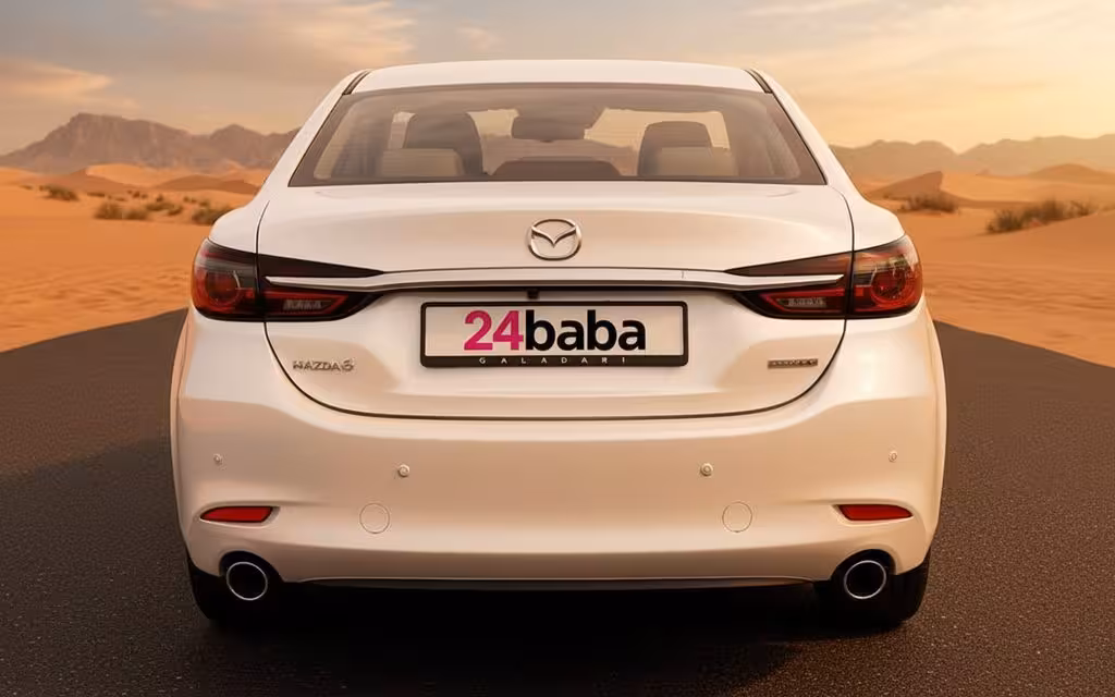 Mazda 6 2023 White rear view showing taillights – rental in Dubai