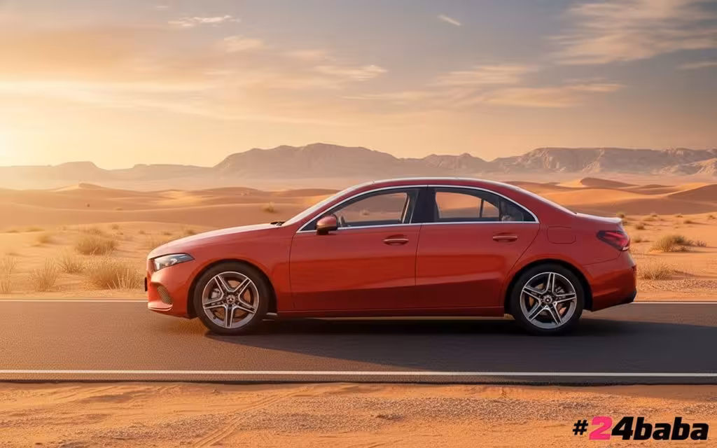 Mercedes A220 2022 Red side profile – rental in Dubai