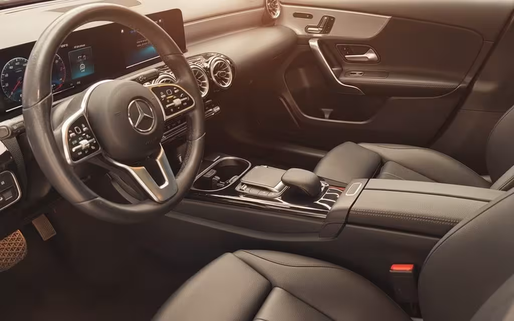 Mercedes A220 2022 dashboard and infotainment – rental in Dubai